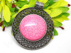 Кулон 32 имитация камня 71*62*15мм античное серебро и розовый (металл, резин)