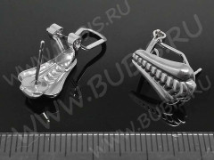 Швензы с итальянским замком №01 с зажимом 14,5*12,5*10мм цвет платины (LUX Китай) (Brass) (1 пара)