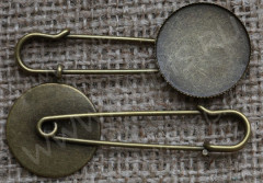 Основа (заготовка) для броши №09 Булавка с сеттингом 25мм 63,5*26*4,8мм античная бронза (Brass и Iron)