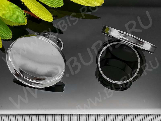 Основа (заготовка) для кольца 121 17мм с сеттингом 25мм цвет платины (Brass)