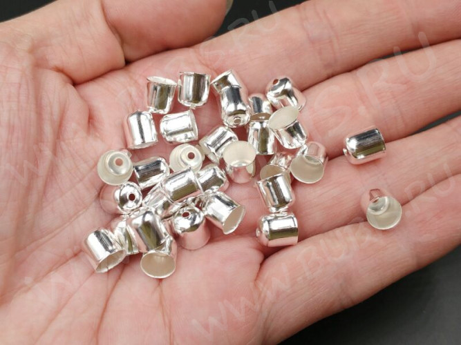 Концевик 032 шапочка 8*7*7мм серебристый (Iron) (10шт.)