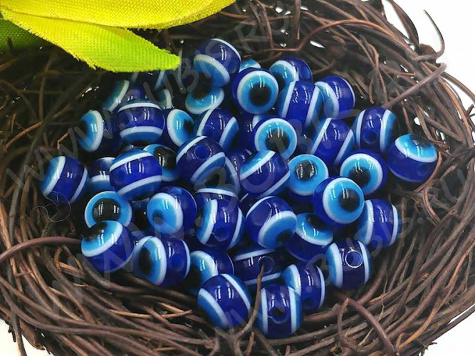 (СКИДКИ!!!) Бусина с глазом 05 Кузмунчок округлая 6*6*5мм т.синяя (резин) (10шт.)