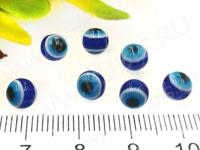 (СКИДКИ!!!) Бусина с глазом 05 Кузмунчок округлая 6*6*5мм т.синяя (резин) (10шт.)