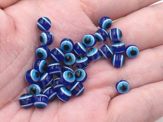 (СКИДКИ!!!) Бусина с глазом 05 Кузмунчок округлая 6*6*5мм т.синяя (резин) (10шт.)