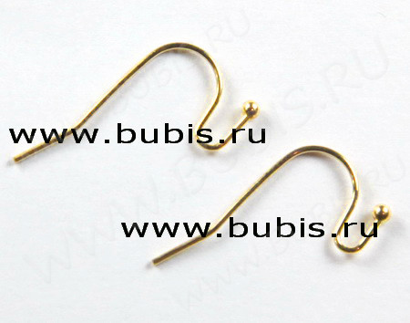 (ОПТ) Швензы-крючки №005 с шариком 20*12мм золотистые без никеля (Brass) (50 пар)