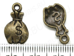 Подвеска Доллар 05 Мешок с баксом 18*10,5*2мм античная бронза (литьё)