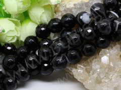 Бусина округлая ГРАНЁНАЯ 12мм Агат Мадагаскарский чёрный натуральный (камни)