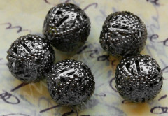 Бусина ажурная 01 &quot;Шарик&quot; 12мм чёрный никель (Iron)