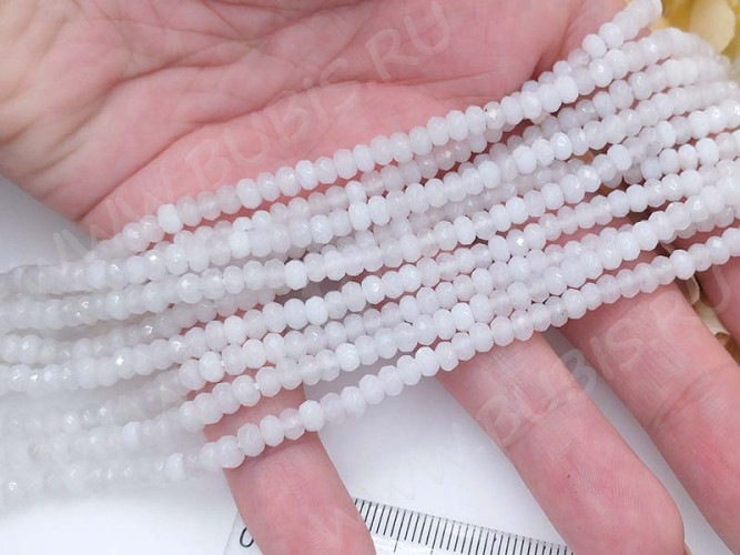 Бусина каменная Рондель 19 ГРАНЁНЫЙ 4*4*2,5мм Кварц тонированный белый (камни) (10шт.)