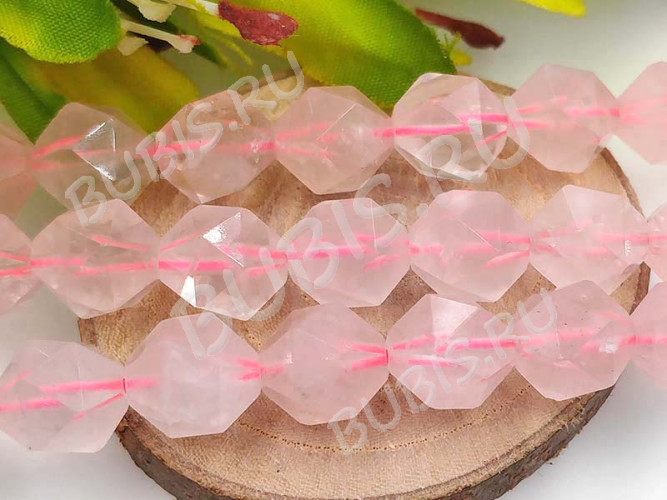 Бусина каменная Многогранник 09 10*9*9мм Розовый кварц натуральный (камни)