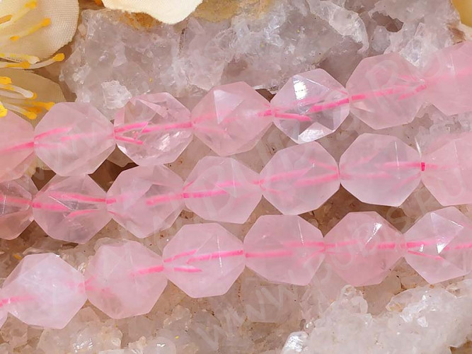 Бусина каменная Многогранник 09 10*9*9мм Розовый кварц натуральный (камни)