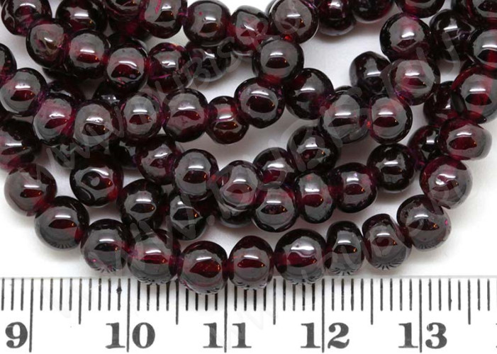 (ОПТ) Бусина округлая 6мм Гранат (камни) (НИТЬ)