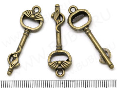 Подвеска Ключик 11 3D 37*11,5*4,5мм античная бронза (литьё)
