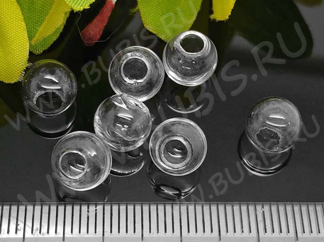 (СКИДКИ!!!) Пузырь стеклянный 42 Сфера с одним отверстием (3-4мм) 8*7мм прозрачный (стекло) (10шт.)