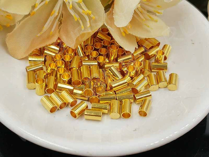 Концевик 104 без петельки для шнура до 2,4мм 5*3*3мм золотистый (Brass) (10шт)