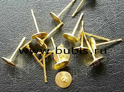 Пуссеты ("гвоздики") №094 с платформой 6мм 12*6*6мм золотистые (Iron) (10 пар)