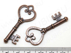 Подвеска Ключик 40 3D 44*18,5*3,5мм античная медь (литьё)