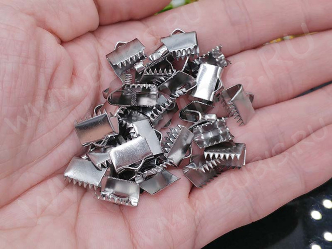 Зажимы №48 концевик для лент 10,5*9*5мм цвет платины (Хирургическая сталь) (4шт)