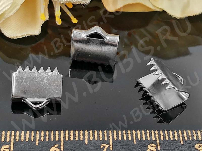 Зажимы №48 концевик для лент 10,5*9*5мм цвет платины (Хирургическая сталь) (4шт)