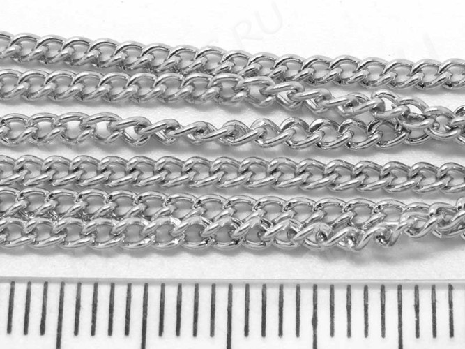 Цепочка I074 простая кручёная тонкая звено 2,5*2мм цвет платины (Iron) (примерно 110см)