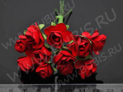 (СКИДКИ!!!) Цветок для декора 01 бумажный 70*10*10мм красный (декор) (12шт.)