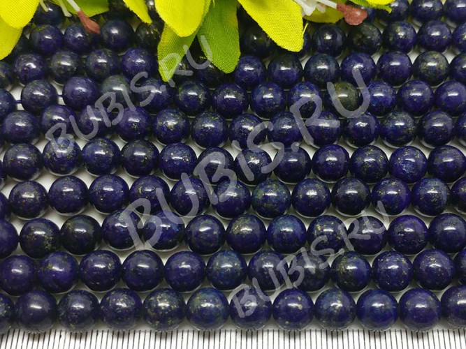 (ОПТ) Бусина округлая 8мм Лазурит с пиритом натуральный (камни) (НИТЬ)