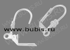 Швензы с французским замком №47 "Цветочек" 18*10мм серебристые (Brass) (1 пара)