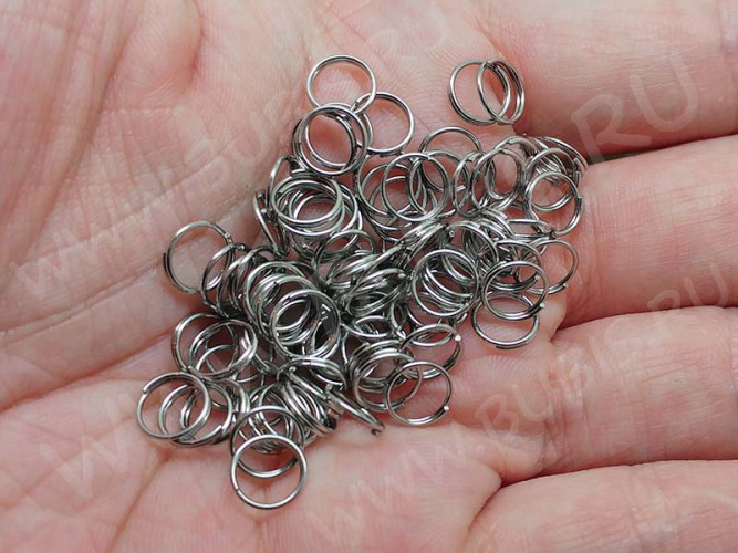 Колечки двойной крутки 10мм цвет платины (Хирургическая сталь) (50шт.)