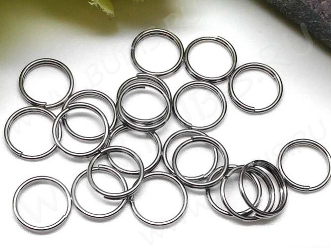 Колечки двойной крутки 10мм цвет платины (Хирургическая сталь) (50шт.)