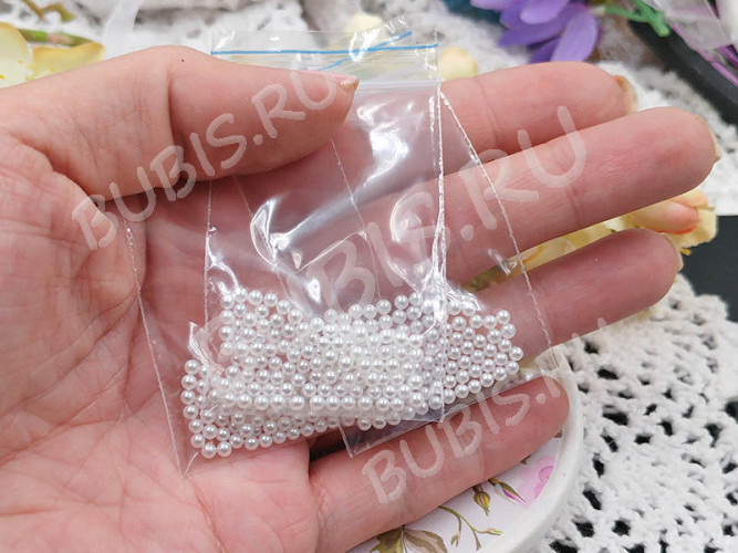 Наполнение для смолы и бутылочек 098 шарики без отверстий 2,5мм  жемчужные белые (декор) (100шт)