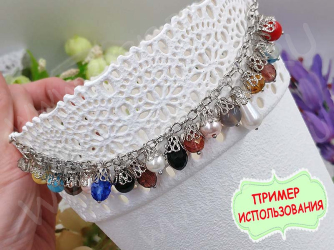 (ОПТ) Бусина "жемчуг" округлая "МАЙОРКА" 6мм белая жемчужная (стекло) (НИТЬ)