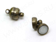 Магнитный замочек №29 с петельками бочонок 11,5*7*7мм античная бронза (Brass)