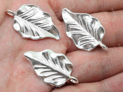 Подвеска Листик 36 3D 30*17*2,2мм серебристый (литьё)