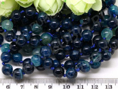 Бусина округлая 8мм Агат кракле т.синий (камни)
