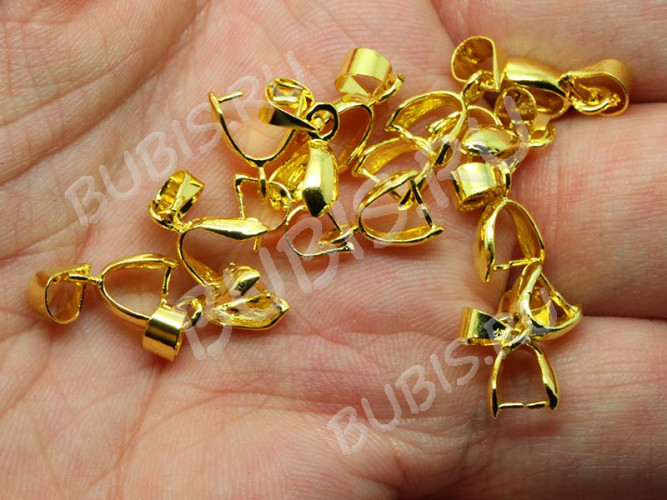 Держатель кулона 042 гладкий с пробой 18KGP 14*6,5*3,5мм золотистый (Brass)