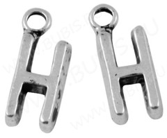 Подвеска буква "H" 16*6,5*2,5мм античное серебро (литьё)