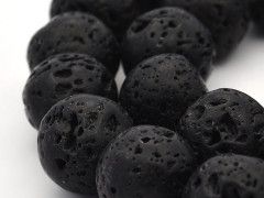 (ОПТ) Бусина округлая 20мм Лава вулканическая чёрная (камни) (НИТЬ)