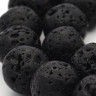 Купить (ОПТ) Бусина округлая 20мм Лава вулканическая чёрная (камни) (НИТЬ) с доставкой по России