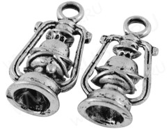 Подвеска Фонарик 02 3D Керосинка 19,5*10*6,5мм античное серебро (литьё)