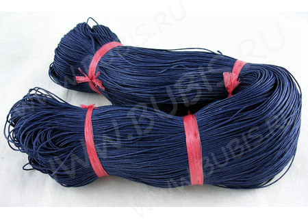 Вощёный х/б шнур 1мм синий (5м)