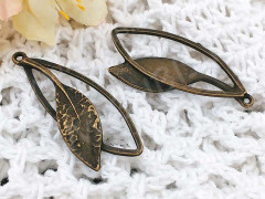 Подвеска Овал 07 3D рамка с листиком 38,5*16,5*4мм античная бронза (литьё)