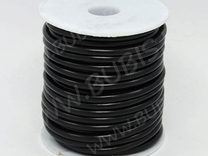 Полиуретановый шнур 07 5мм ПОЛЫЙ (3мм) чёрный матовый (1м)