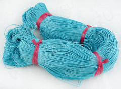 Вощёный х/б шнур 1мм цвет голубо-бирюзовый (5м)