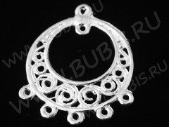 Подвеска для серёжек №117 25*21*1,1мм серебристая
