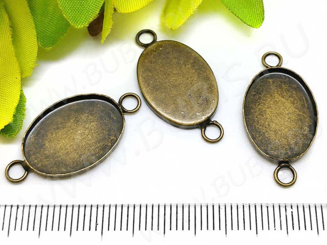268 Коннектор-сеттинг Овал (сеттинг 18*13мм) 26,5*13,5*2мм античная бронза (Brass)