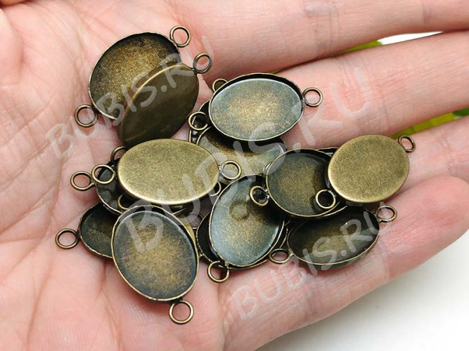 268 Коннектор-сеттинг Овал (сеттинг 18*13мм) 26,5*13,5*2мм античная бронза (Brass)