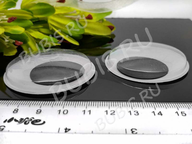 Глазки №09 Округлые с бегающим зрачком ОГРОМНЫЕ 50*50*9мм чёрно-белые (декоративные элементы) (2шт.)