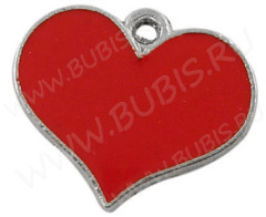 Подвеска Сердечко 01 19*17*1,8мм красное (цветные подвески)