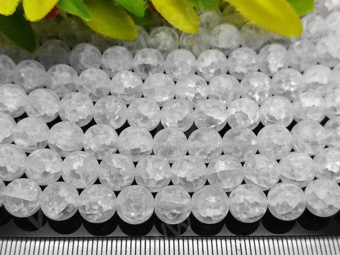 Бусина округлая 8мм Кварц сахарный (имитация) прозрачный матовый (стекло) (НИТЬ)