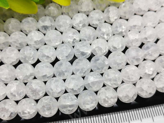 Бусина округлая 8мм Кварц сахарный (имитация) прозрачный матовый (стекло) (НИТЬ)